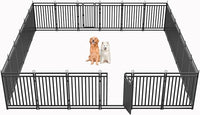 Dog Fence Outdoor Indoor, 40 Inch Height 24 Panels Dog Playpen for Large/Medium/Small Dogs Metal Dog Pen for Yard Camping and RV | Black-Silver