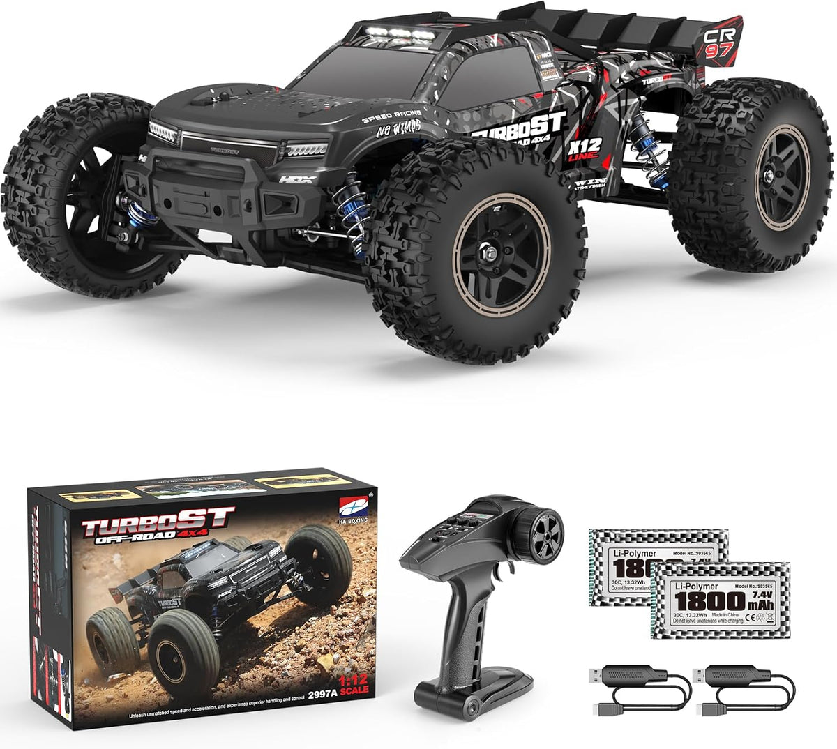 HAIBOXING 2995 RC Truck, 1:12 Scale RC Buggy - Black