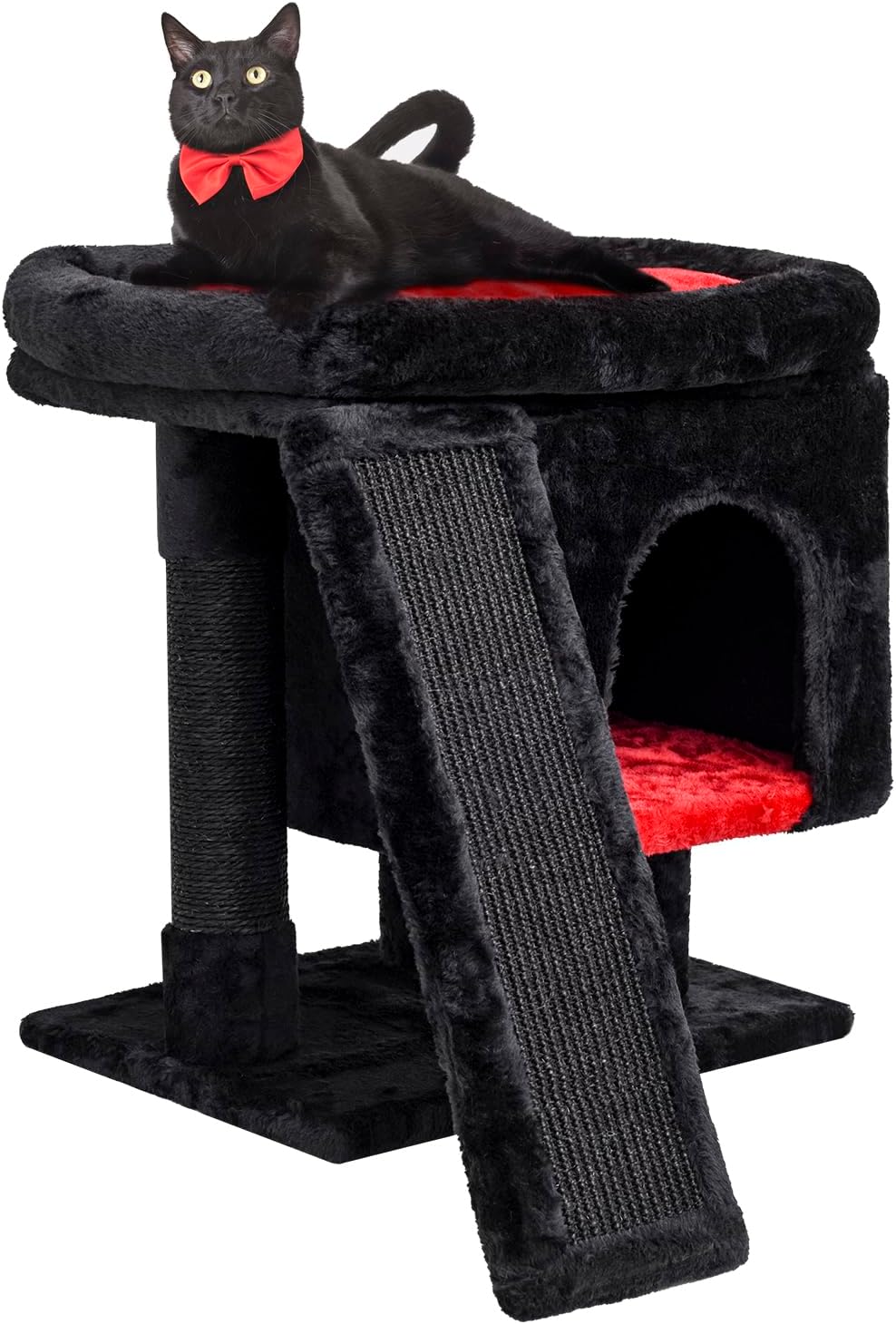 SYANDLVY Gothic Cat Tree with Coffin Bed for Indoor Cats - Black & Red