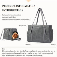 Fashion Dog Purse Pet Carrier Leather Bag for Small Dogs Cats Puppy - Grey - image 2