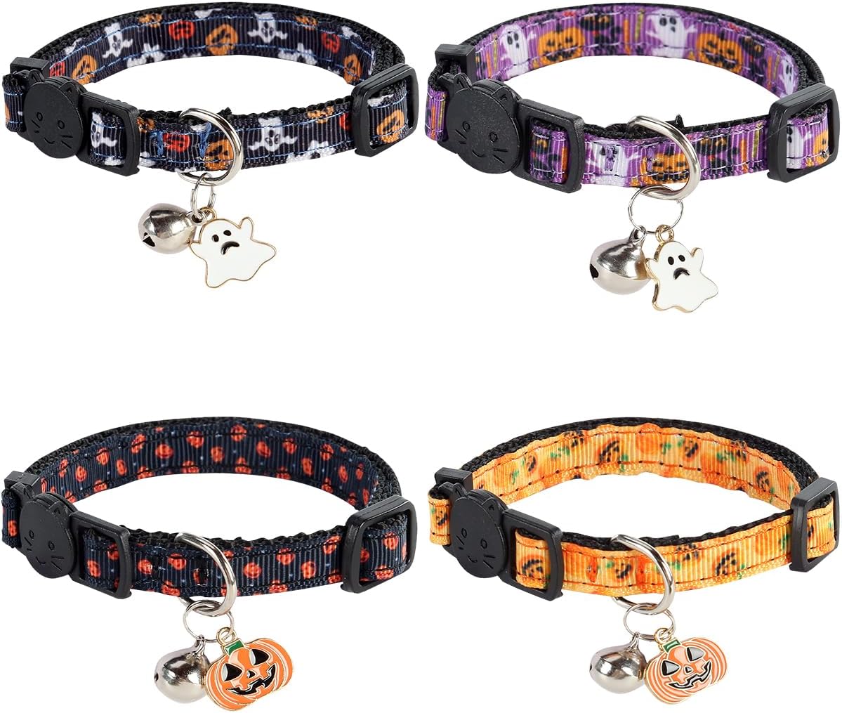 Yizepet Cat Collars with Bells, Breakaway Kitten Collar - Halloween