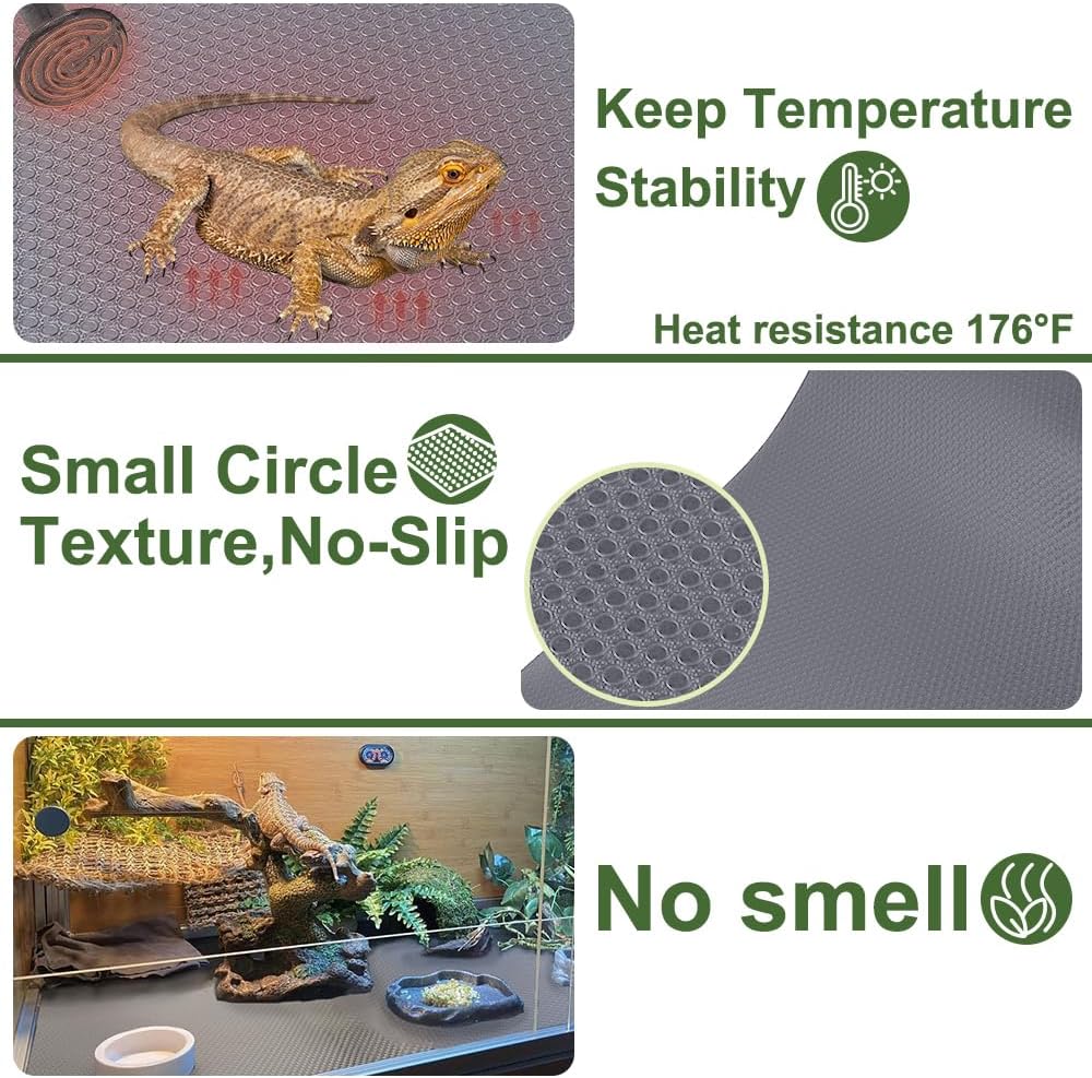 Reptile Carpet, Reptile Mat, Bearded Dragon - 1 PCS / Grey 24"×118" - image 4