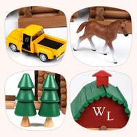 Wondertoys 208 Pcs Wooden Log Set, Classic Building Logs Ages 3+ - 330PCS Villas - image 3