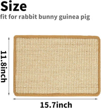 PODOO Bunny Scratch Pads, Sisal Rabbit Scratching Pad, Natural Rabbit Resting Mats for Cages, Forage Grass Mat Indoor Essentials Accessories for Guinea Pig Cat (3Pcs, 15.7x11.8 inches)
