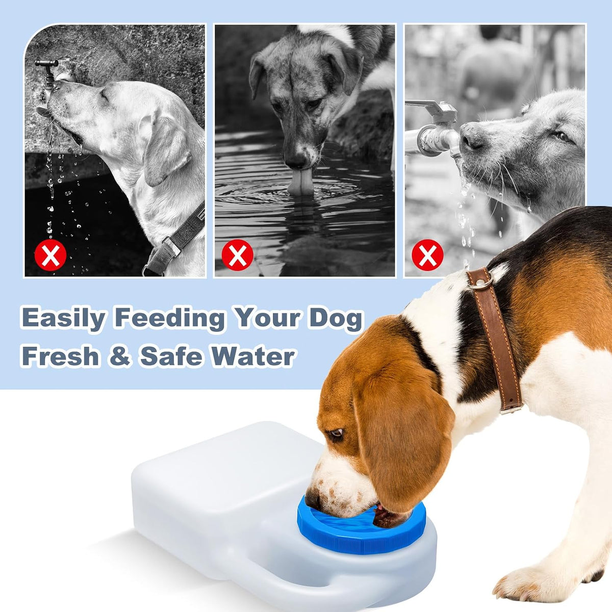 Ziliny 1 Pcs 3 Quart No Spill Dog Travel Water Bowl Portable for Car - 2 - image 2