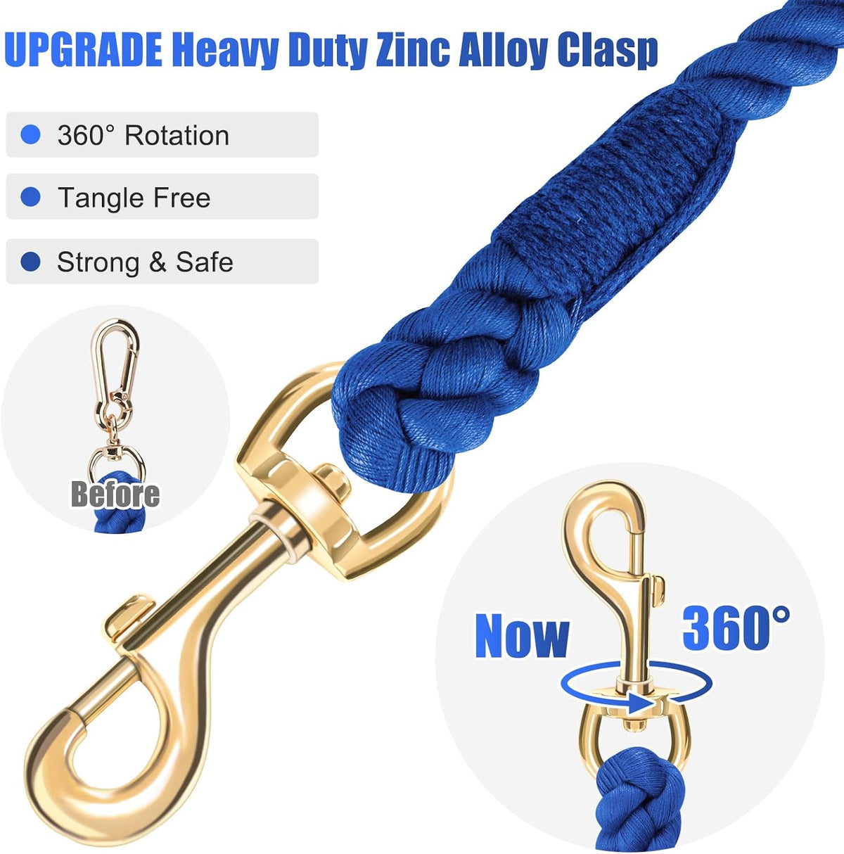 5 FT Handmade Rope Dog Leash for Small Medium and Large Dogs – Essentials for Dogs - 5FT x 1/2in (Pack of 1) / Navy Blue - image 4