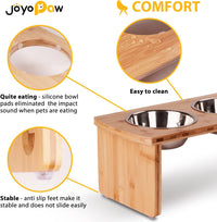 Elevated Dog Bowls, Bamboo Raised Dog Bowl Stand – Essentials for Dogs - Natural / Medium: 7'' Tall-40oz Bowl - image 3