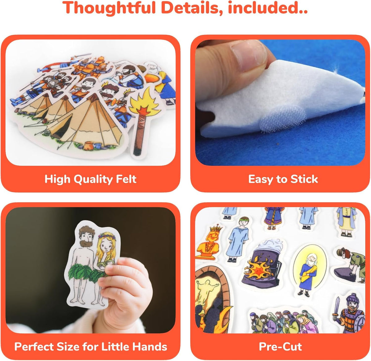CHEFAN Noah's Ark Felt Board Bible Stories - Cain and Abel & Other 3 Bible Stories Set - image 4