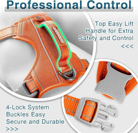 BARKBAY Dog Harness No Pull with ID Tag Pocket - Heavy Duty, Reflective, Easy Control for Large Dogs(Orange,S)