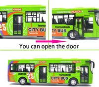 Ailejia yellow diecast city bus toy with pull back motor, lights and music - view 8