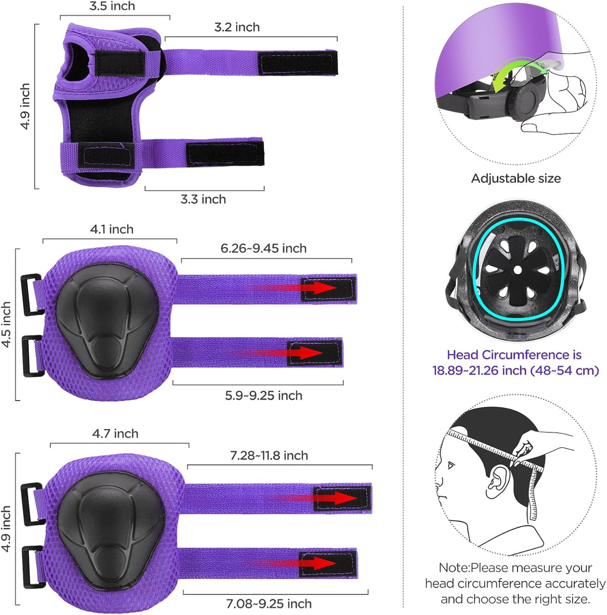 DaCool Kids Bike Helmet Set Skateboard Knee Pads - 5-Purple - image 2