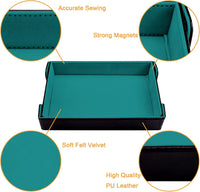 SIQUK magnetic folding dice trays in red and royal blue PU leather with velvet lining - view 9