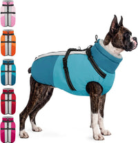 Large Dog Coat Waterproof Dog Winter Jacket with Harness TurquoiseL – Essentials for Dogs - PineGreen / Large