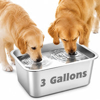 YUEPET 3 Gal Large Stainless Steel Dogs Water Bowl - 3 Gallons