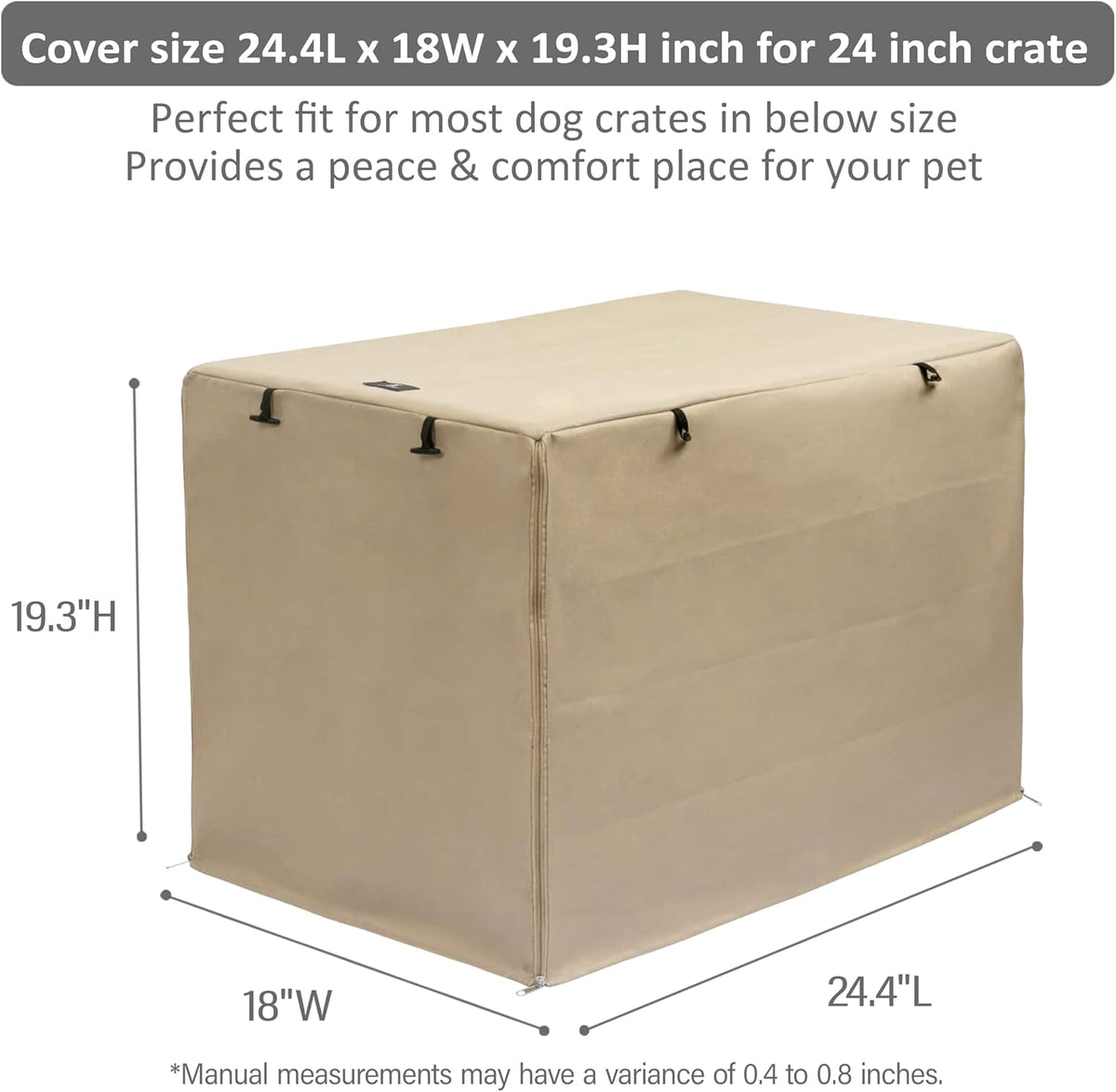 X-ZONE PET Dog Crate Cover Waterproof Kennel Cover - 24.0"L x 18.0"W x 20.0"H / Beige - image 2
