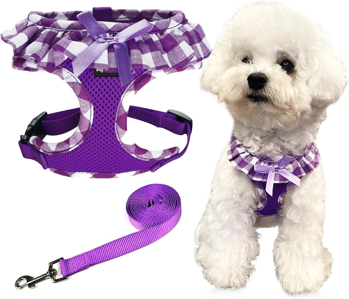SuperBuddy Upgraded Soft Mesh Dog Harness - L (Neck Girth 15"; Chest Girth: 18.1"-24") / Purple-2