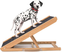 Adjustable Dog Ramp for Bed, Wooden Dog Ramp for Couch - Light Brown / 34" Long x 12.6" Walking Space