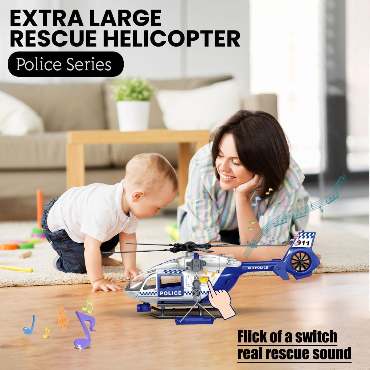 CSDCSD large helicopter toy with crane and cargo basket, lights and sounds - view 16