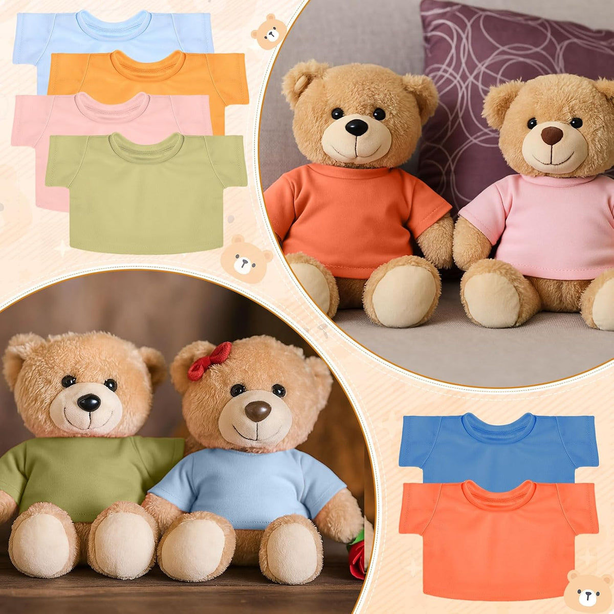 Skylety Bear Shirts Stuffed Animal Clothes for 14-18 Inch - Morandi Colors - image 3