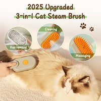 New Cat Steam Brush, 3 in 1 Pet Steam Groomer Brush, Rechargeable Pet Steam Groomer Comb for Massaging and Cleaning Shedding Pets Hair, Multifunctional Hair Removal Comb for Cats Dogs (White)