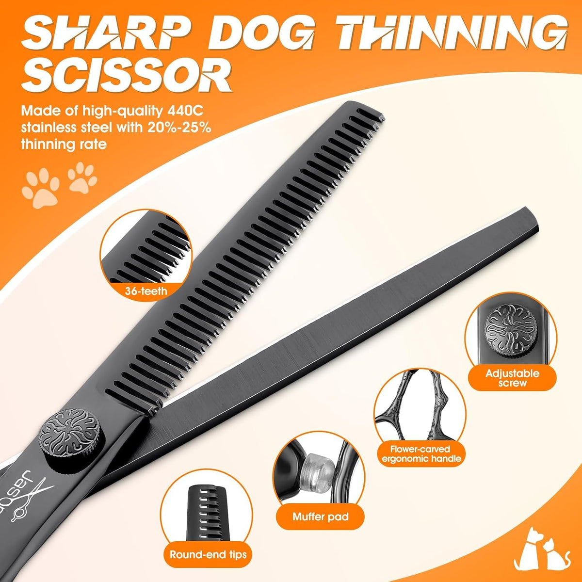 JASON Dog Grooming Scissors Set - Black - image 2
