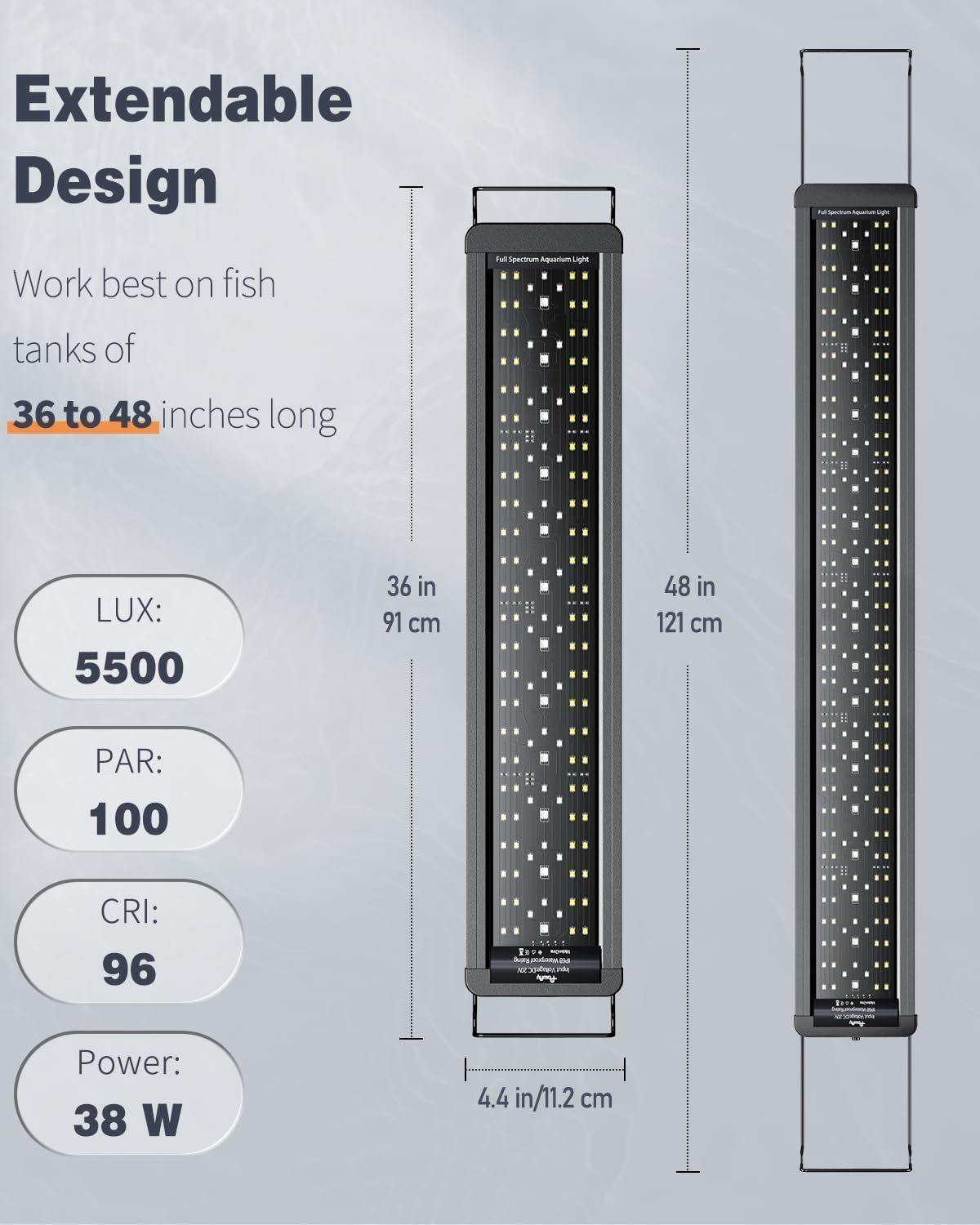 Pawfly Aquarium Light for Plants, 42 W Bluetooth Fish Tank Light - Basic / 36" to 45" - image 3