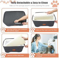 Memory Foam Booster Dog Car Seat for Medium Dogs Under 45 LBS, Elevated Pet Car Seat with Detachable Washable Cover, Anti-Slip Sturdy Dog Booster Seat with Seat Belt for Back Seat Travel