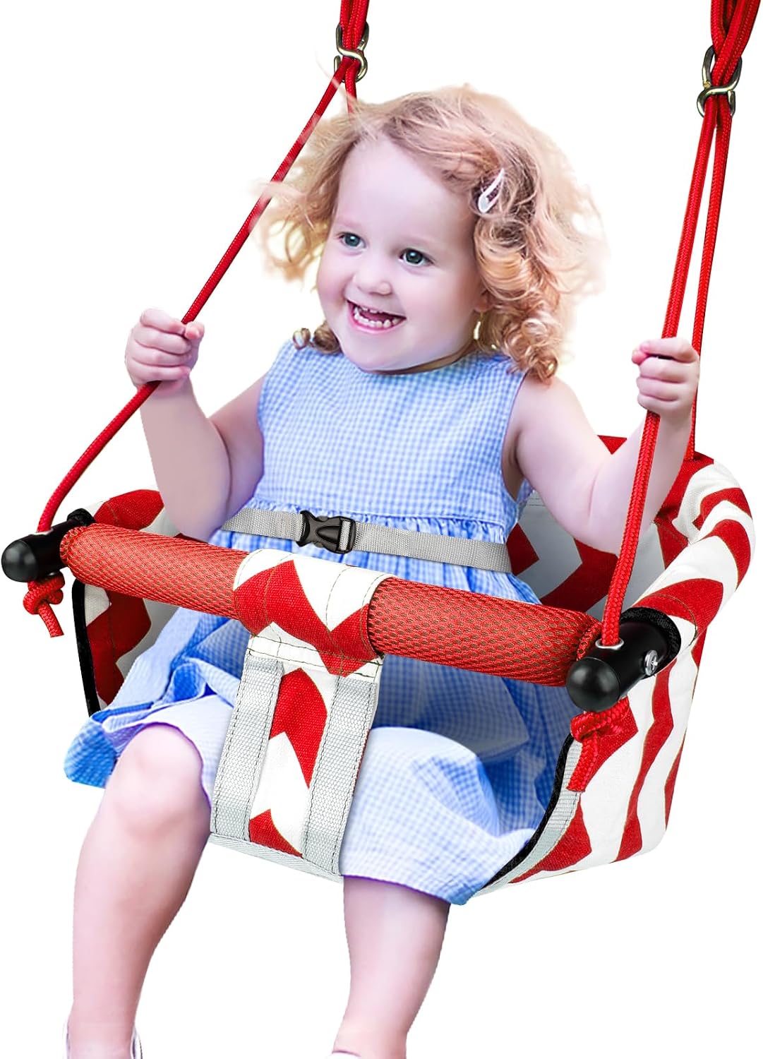 Shker toddler swing seat with soft cushion, detachable armrests and adjustable ropes - view 2