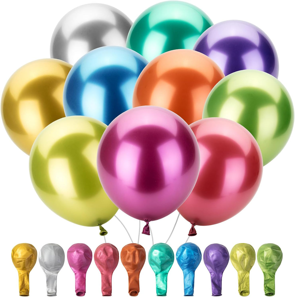Mr. Pen, Balloons Assorted Colors - Metallic / 100 Pack