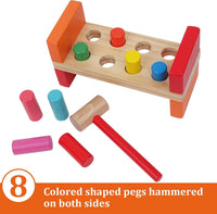 Hidoggy wooden pounding bench toy with 8 colorful pegs and mallet for toddlers - view 2