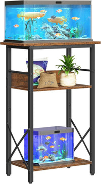 HOOBRO 10 Gallon Aquarium Stand - Rustic Brown + Black
