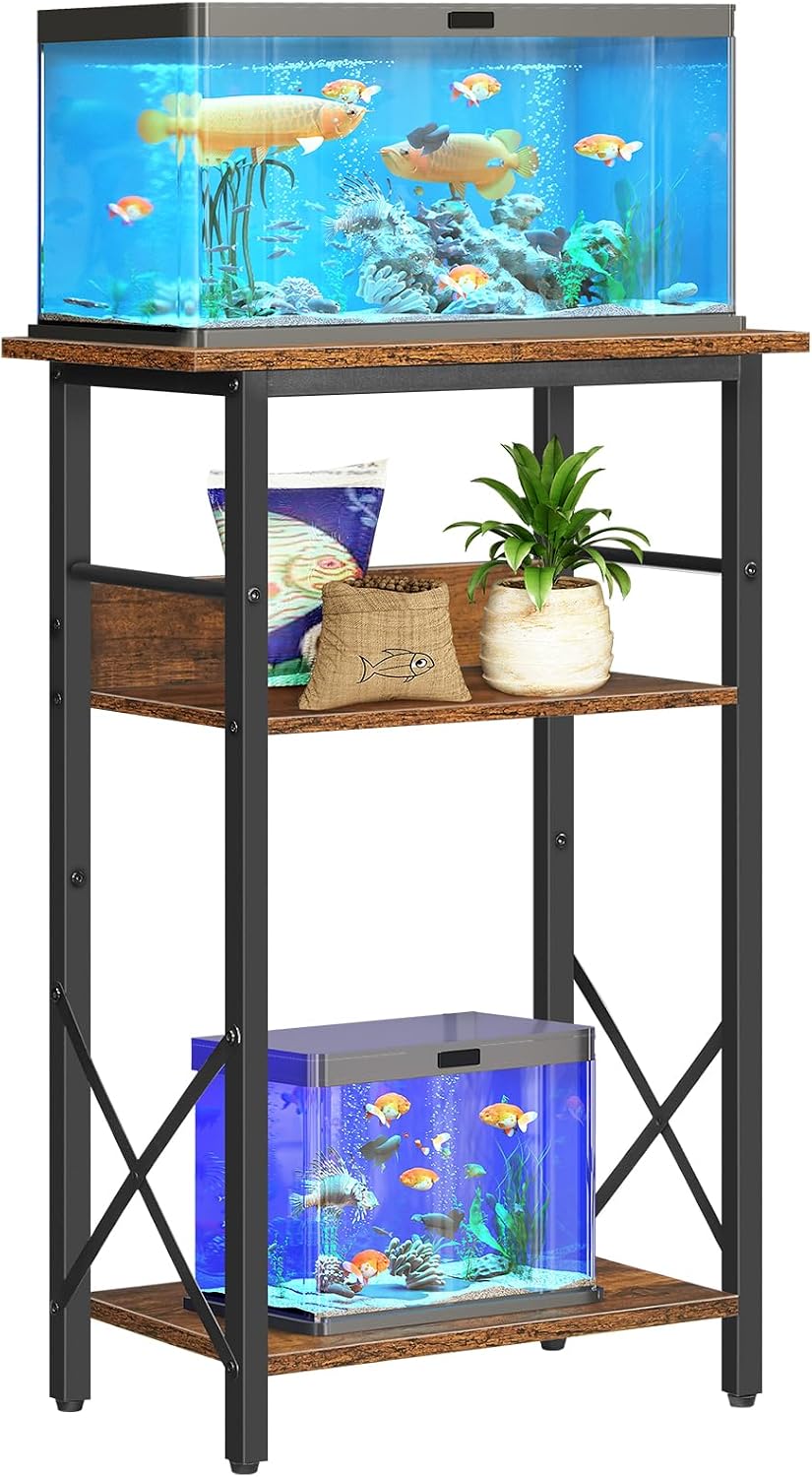 HOOBRO 10 Gallon Aquarium Stand - Rustic Brown + Black