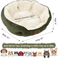 Asvin Medium Dog Bed for Medium Dogs, Cat Beds for Indoor Cats, Pet Bed for Puppy and Kitty, Extra Soft & Machine Washable with Anti-Slip & Water-Resistant Oxford Bottom, Green, 25 inches