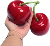XINFU artificial big double cherry fake fruit decoration, 3.8 inch diameter - view 3