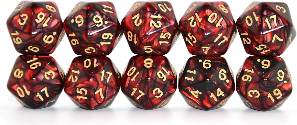 SmartDealsPro 10-Pack 20 Sided Dice D20 Polyhedral Dice for DND RPG - Black-red - image 4
