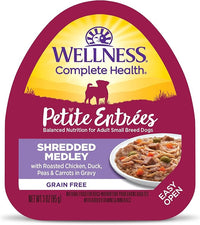 Wellness Petite Entrées Shredded Medley with Roasted Chicken, Duck, Peas & Carrots, 3-Ounce Cup (Pack of 12)