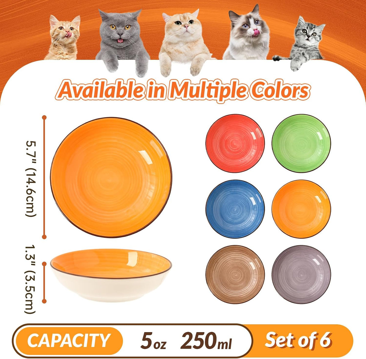 Colorful Ceramic Cat Bowls Set - image 2