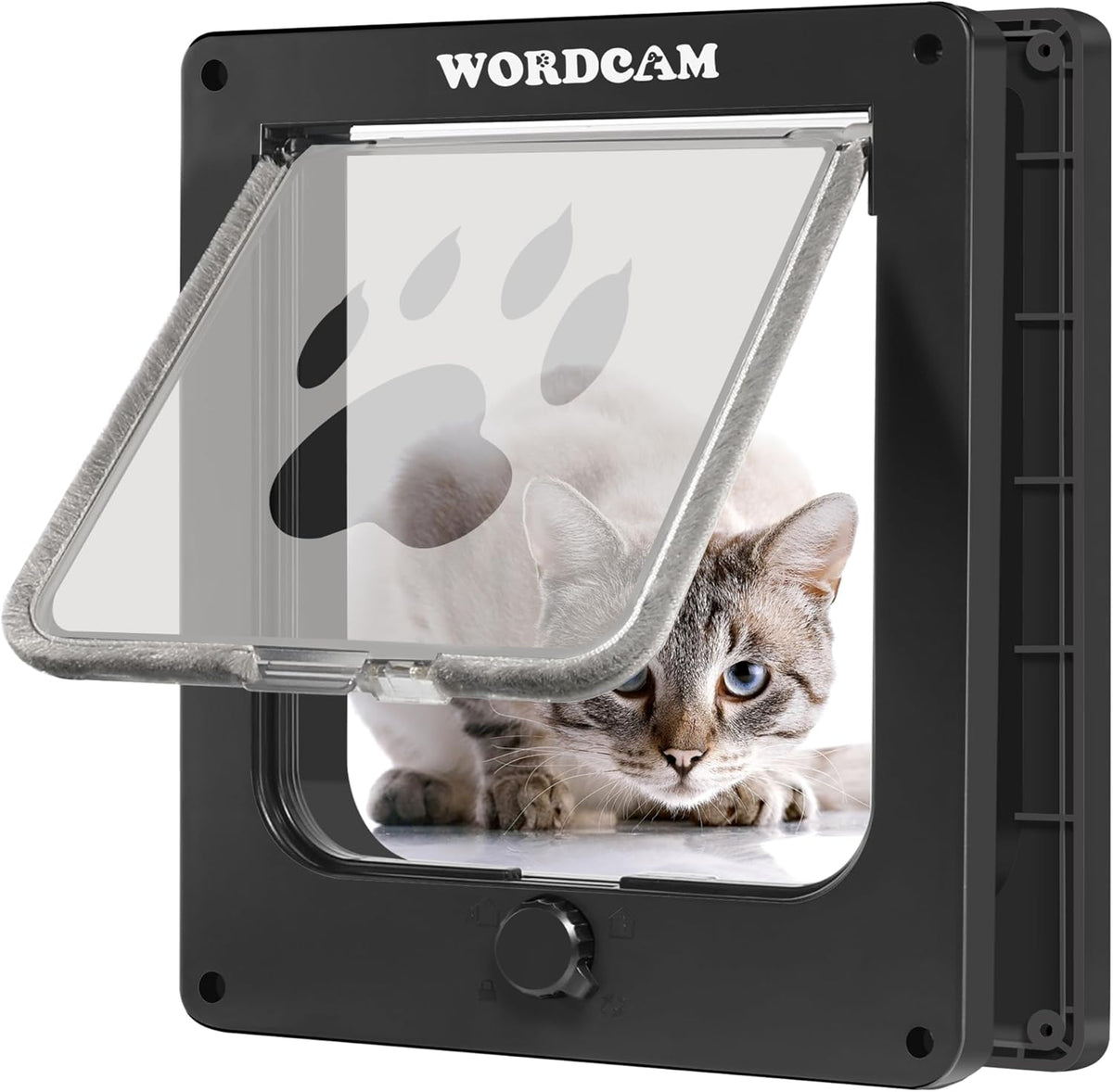Wordcam X-Large Robust Cat Door for Interior/Exterior - Black / Large