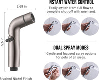 G-Promise 2 Mode Dog Shower Attachment with Extra Long Hose Adhesive - 159 Inch Hose / Brushed Nickel - image 3
