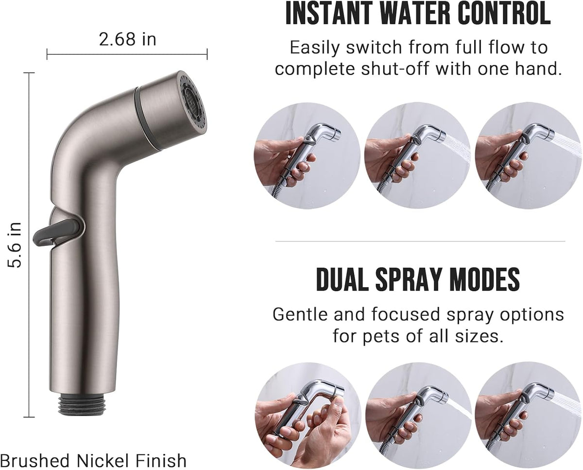 G-Promise 2 Mode Dog Shower Attachment with Extra Long Hose Adhesive - 159 Inch Hose / Brushed Nickel - image 3