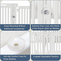 2 Room Dog Playpen with Door,DIY Shape Combination Puppy Pen,16-Panel+2 Link Piece+Large Door+Small Door,25.5" H Dog Fence,Non-Slip&Secure Pet Gate,Easy to Assemble