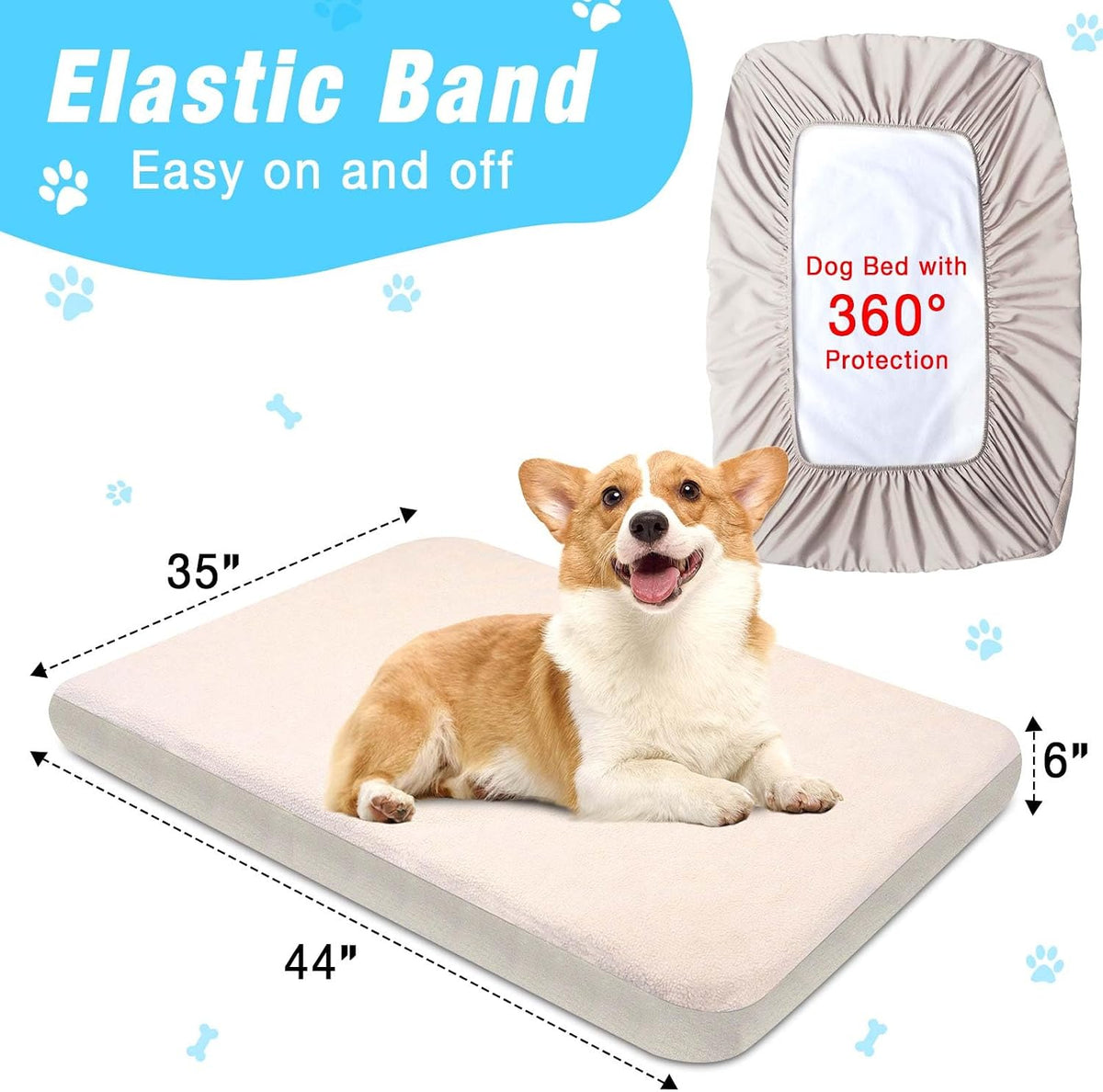Dog Bed Covers Replacement Washable 100% Waterproof Dog Bed Sheets - Beige-44 x 35 inch - image 2