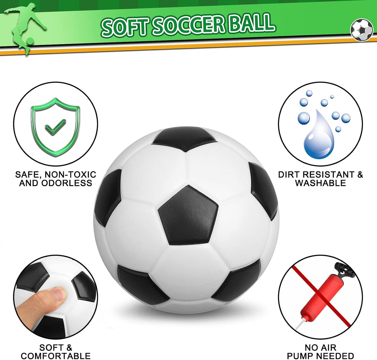 Umnodobn 3 pack of 5 inch soft foam mini soccer balls - view 4