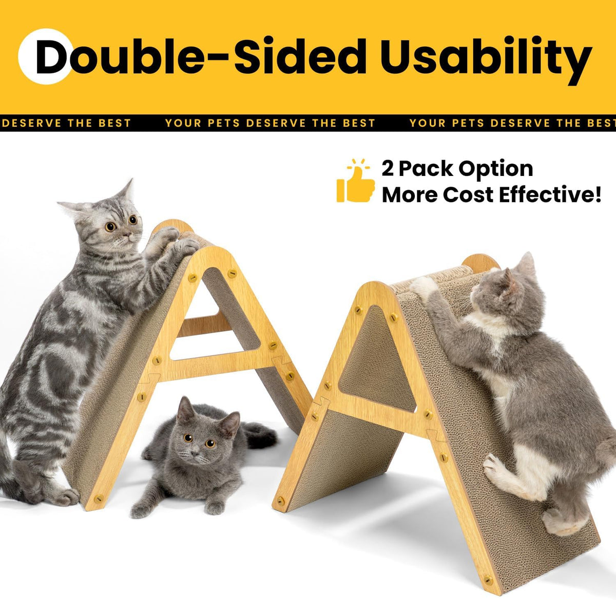 Conlun Vertical Cat Scratcher - 2 Pack-Small for Kittens under 10LBS / Light Wood - image 2