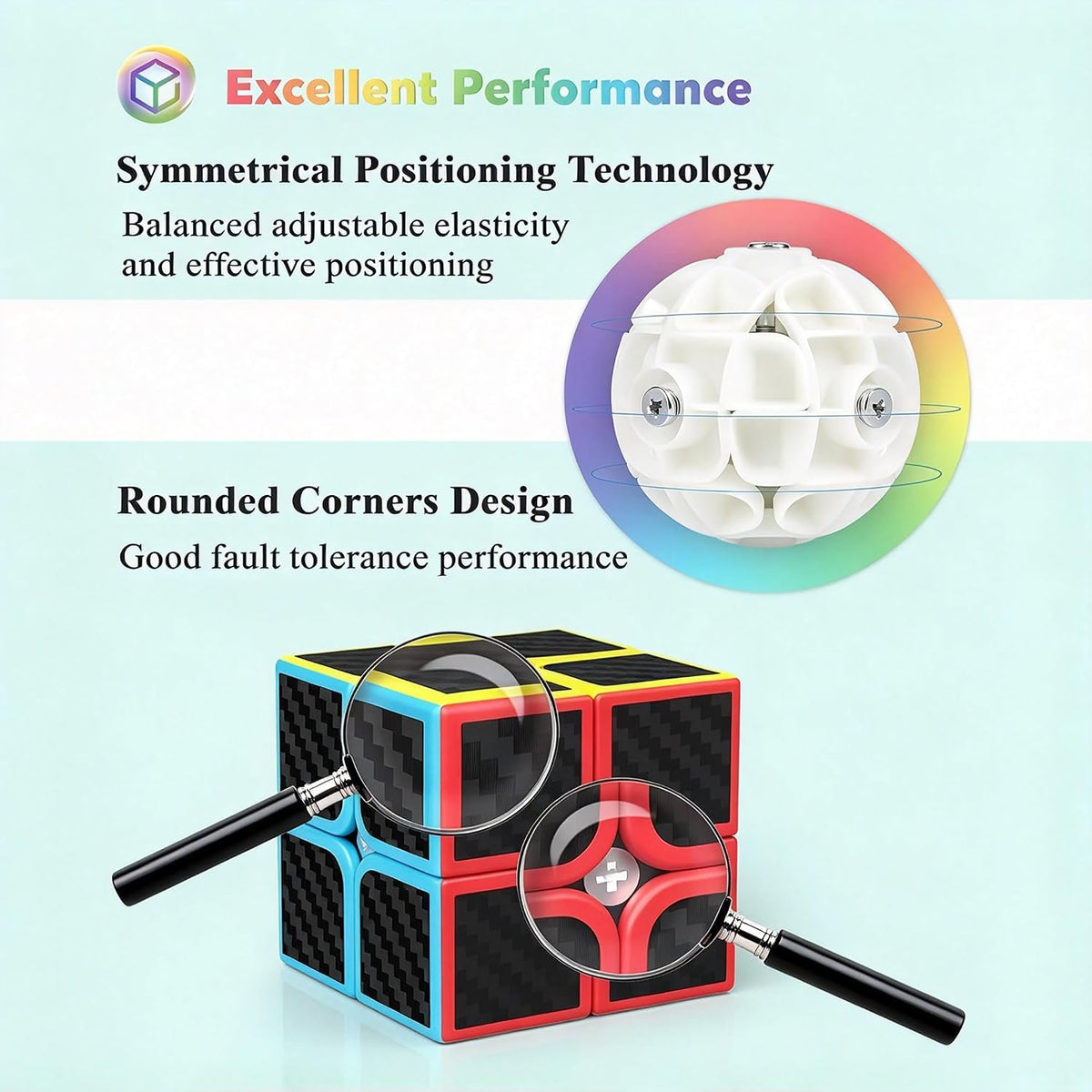 Roxenda Pyramid Speed Cube 3x3x3 Triangle Puzzle Magic Cube – Fun for Kids & Family - 5 Pack Carbon Fiber - image 4