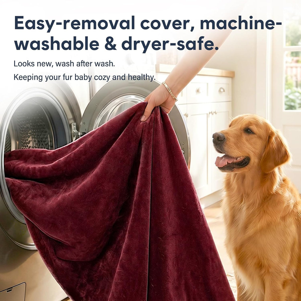 Magic Dog Orthopedic Extra Large Dog Bed 47 Inch - 39.0"L x 33.5"W x 4.0"Th / Burgundy - image 4