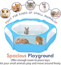 Pawaboo Small Animals Playpen, Waterproof Small Pet Cage Tent with Zippered Cover, Portable Outdoor Yard Fence with 3 Metal Rod for Chick/Kitten/Puppy/Guinea Pig/Rabbits/Hamster/Chinchillas,Light Blue