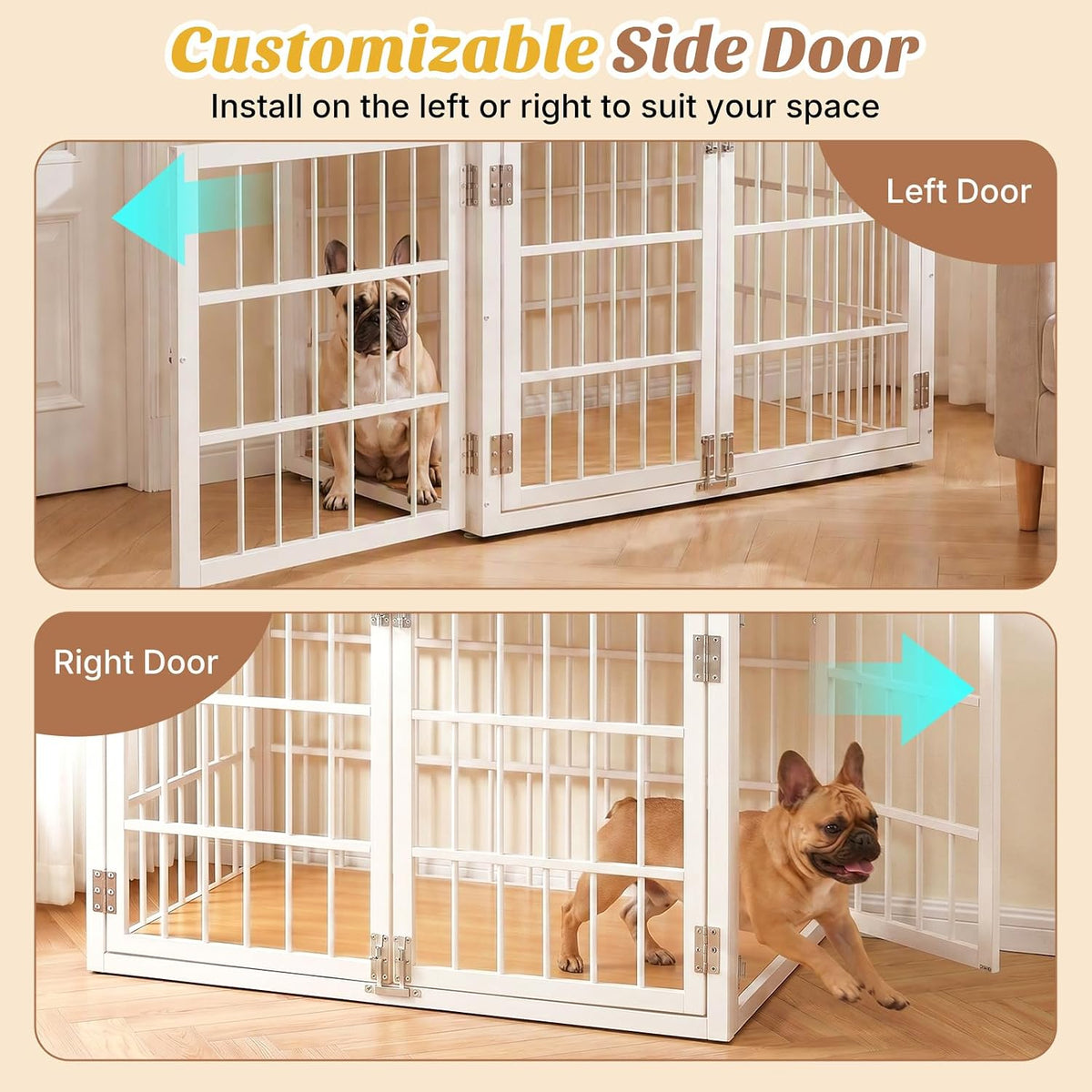 DUMOS Dog Crate Furniture 38 Inch Indoor Crate Dog Cage Wooden Kennel – Essentials for Dogs - White / 38.2"L x 25.0"W x 27.9"H / 1 - image 4