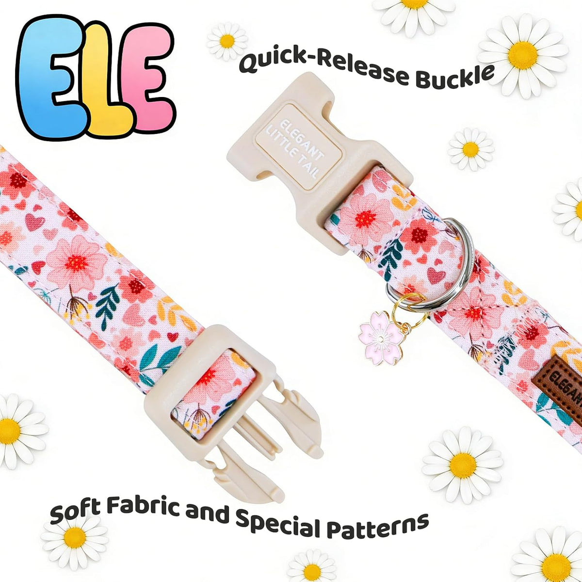 Elegant little tail Fall Dog Collar - P-Floral Heart / Medium (Pack of 1) - image 4