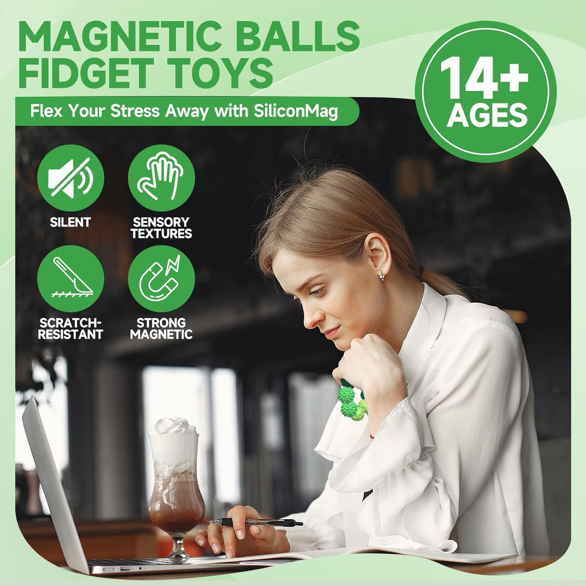 Magnetic Fidget Balls for Adults & Teens - Green (8-pack) - image 4